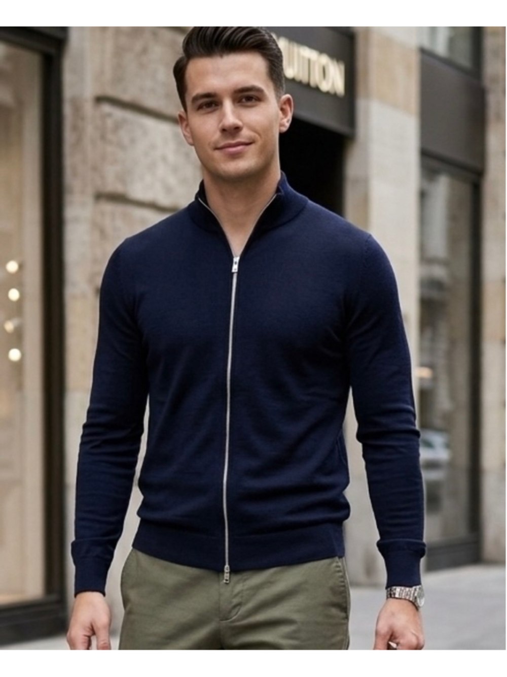 Men's Only & Sons Navy Blue Zip Up Sweater Size M. 2065